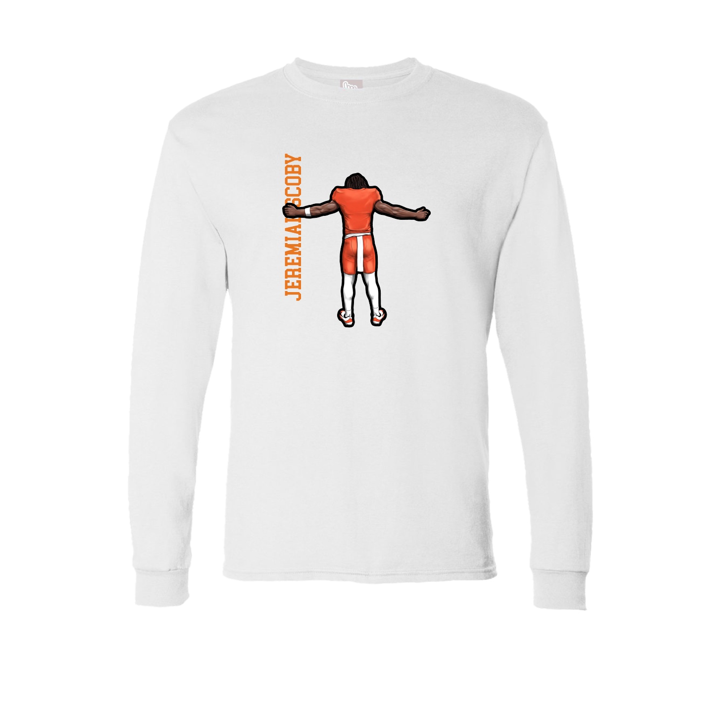 Long Sleeve Tee — Name Vertical in White