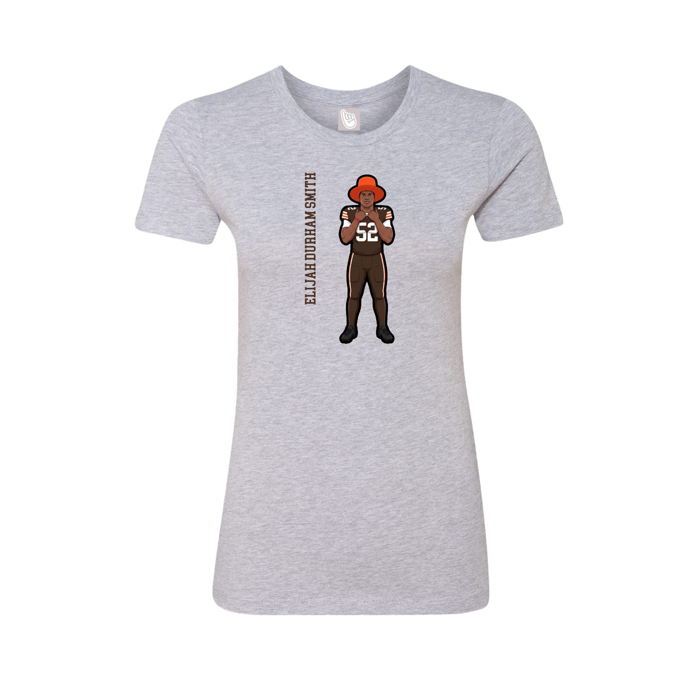 Fitted Women's Tee — Name Vertical in Grey