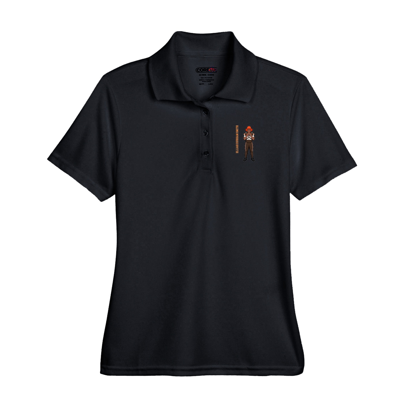Performance Polo — Name Vertical in Black