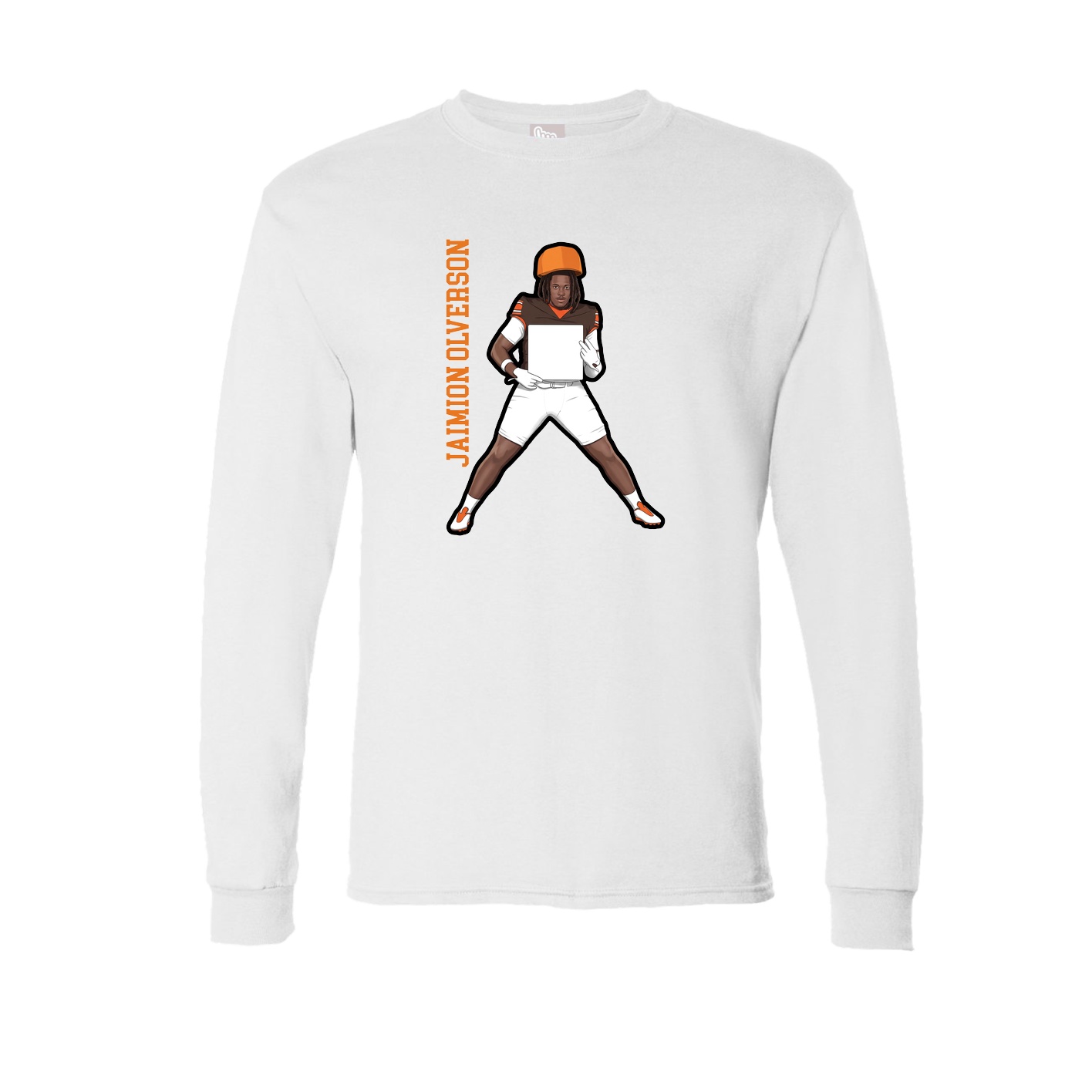 Long Sleeve Tee — Name Vertical in White