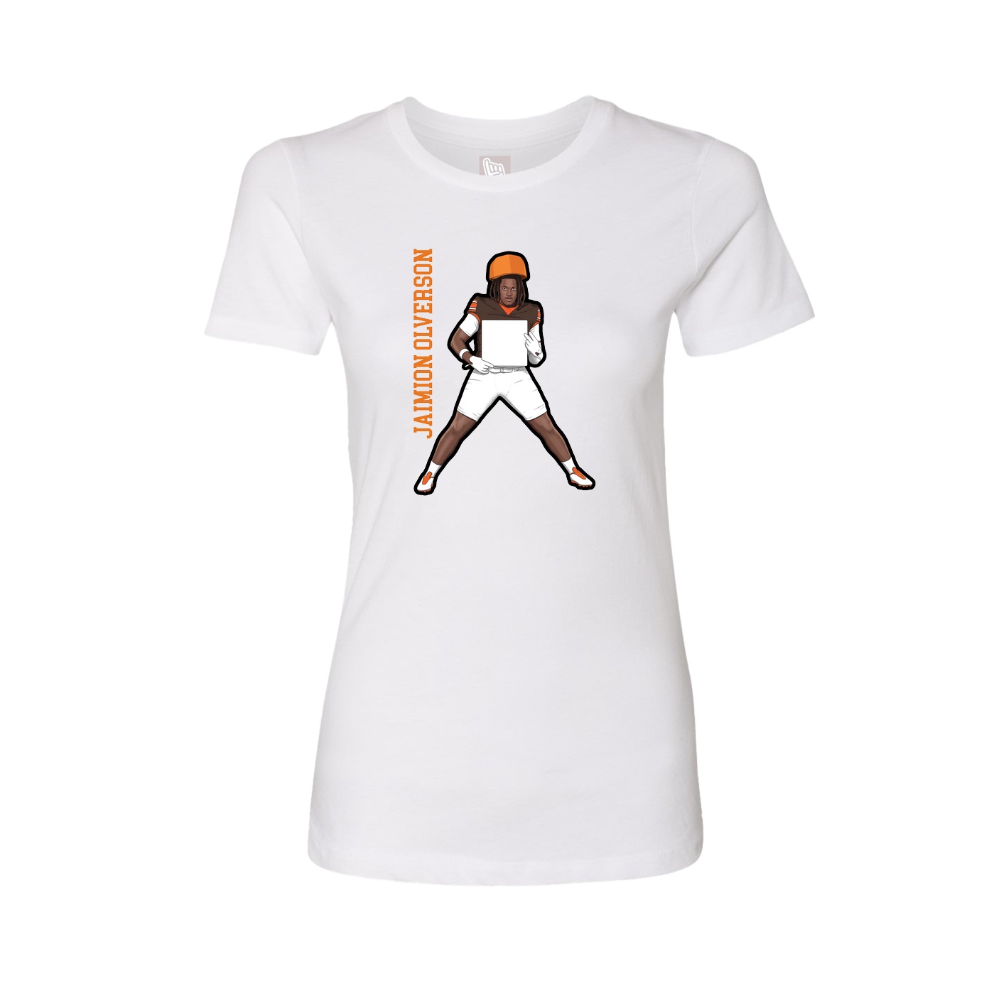 Womens Tee — Name Vertical in White