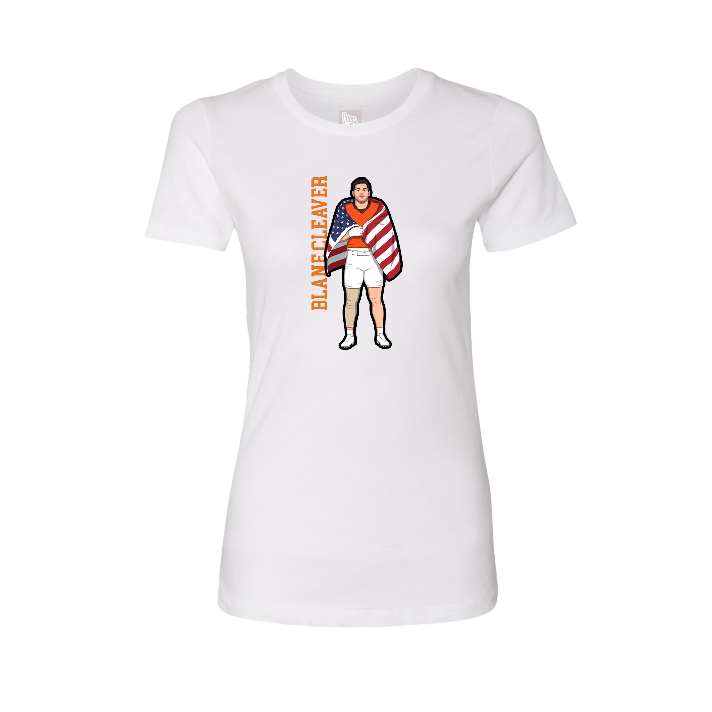 Womens Tee — Name Vertical in White