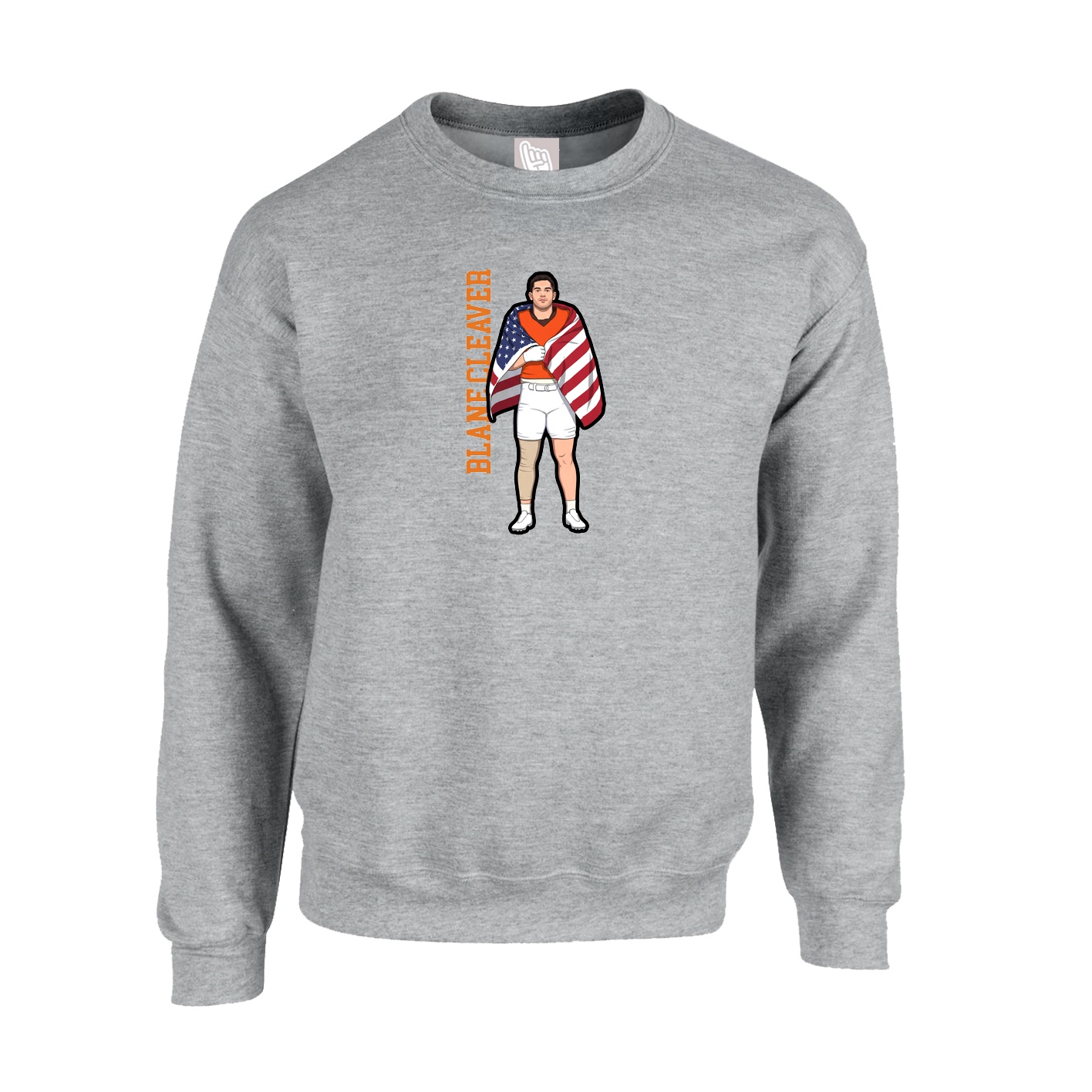Fleece Crew — Name Vertical in Grey
