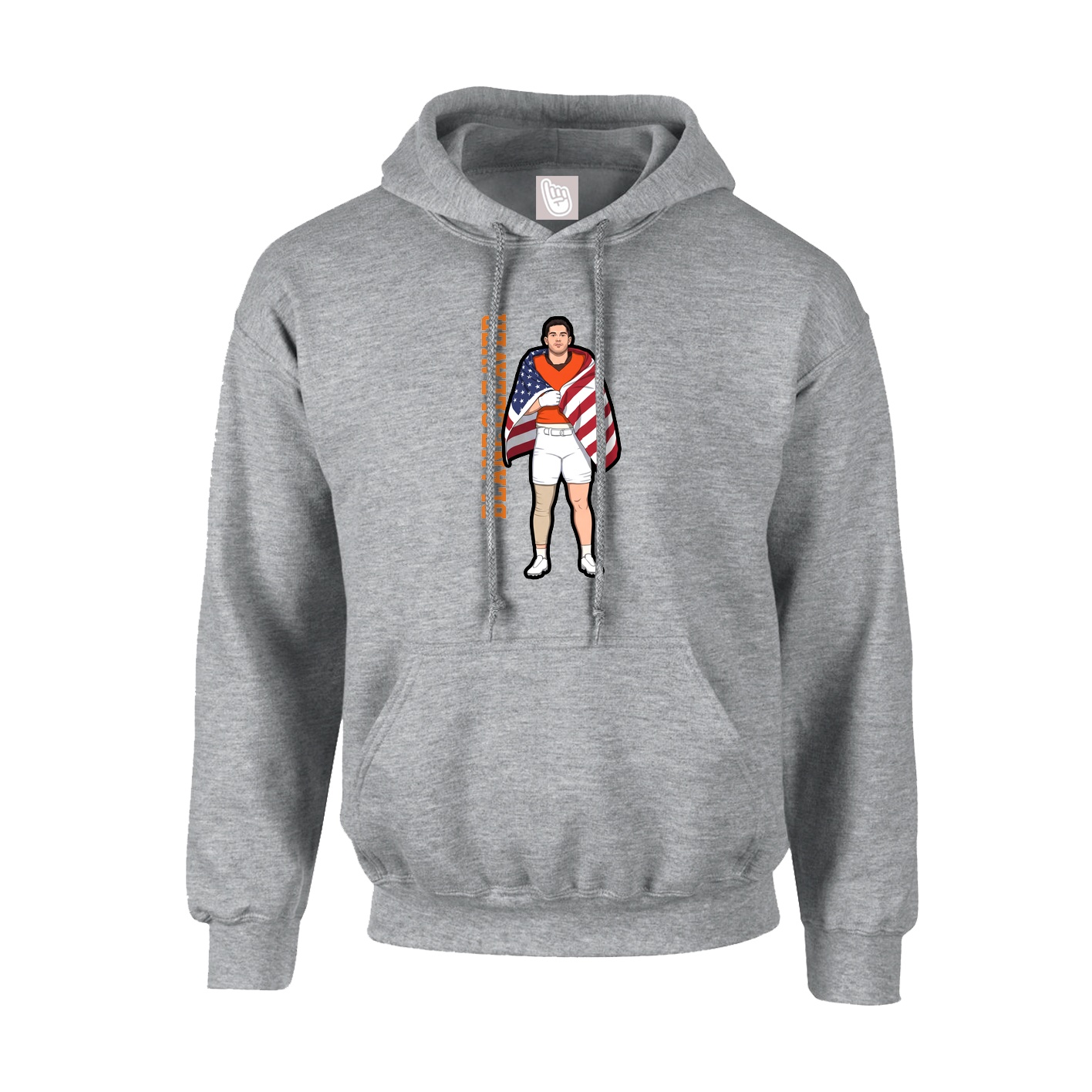 Youth Hoodie — Name Vertical in Grey