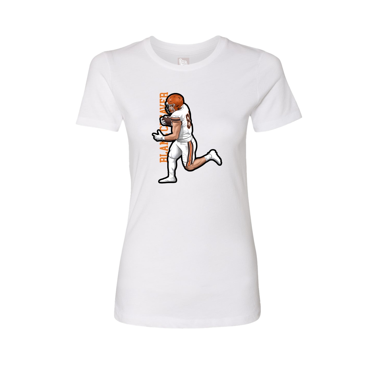 Womens Tee — Name Vertical in White
