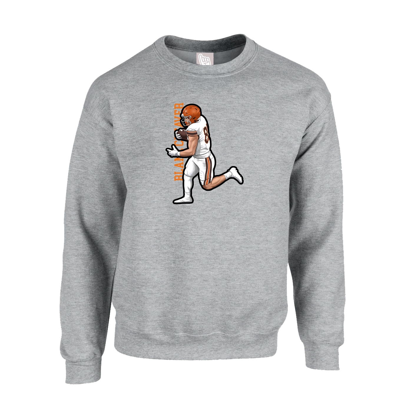 Fleece Crew — Name Vertical in Grey