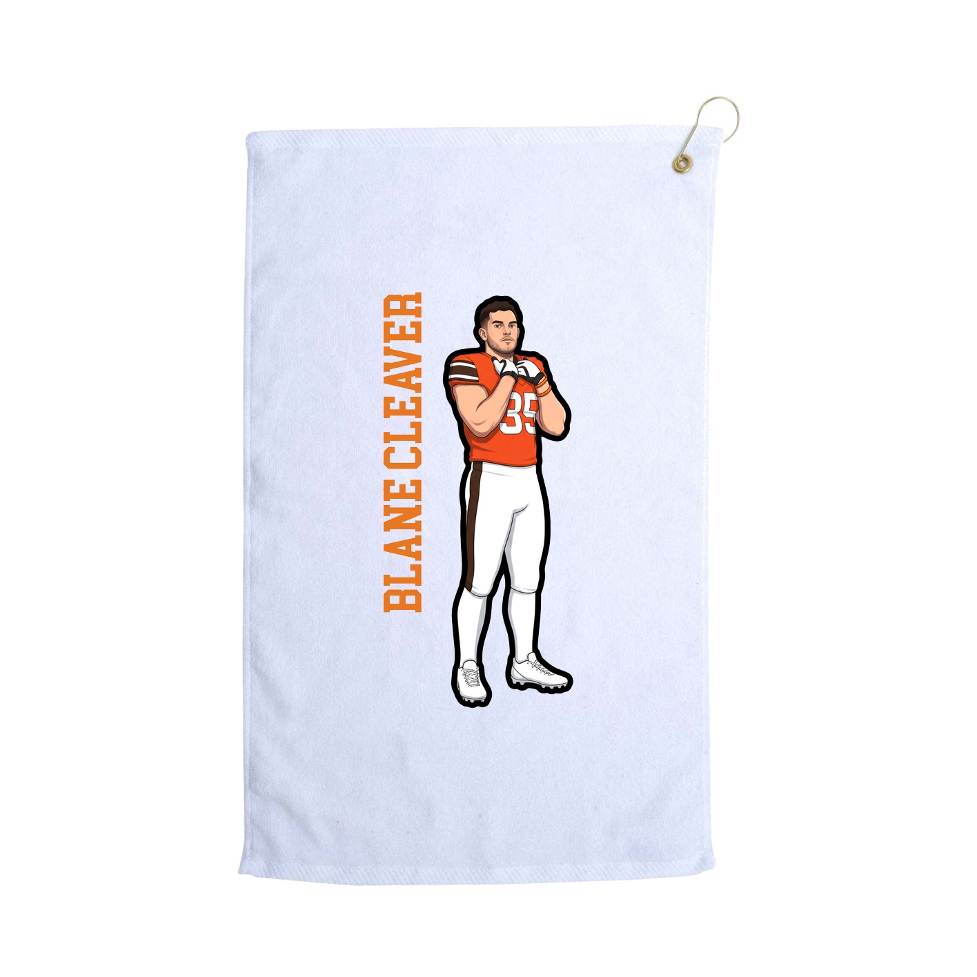 Golf Towel — Name Vertical in White