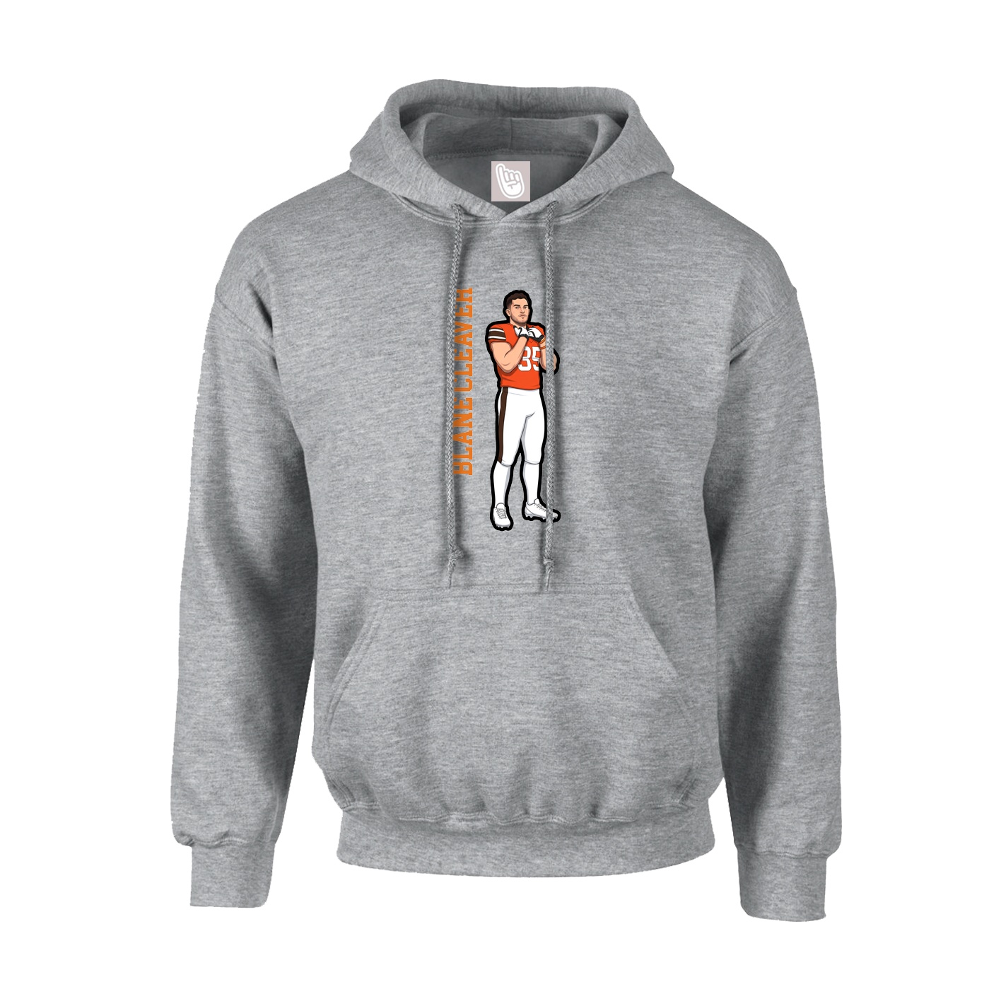 Hoodie — Name Vertical in Grey