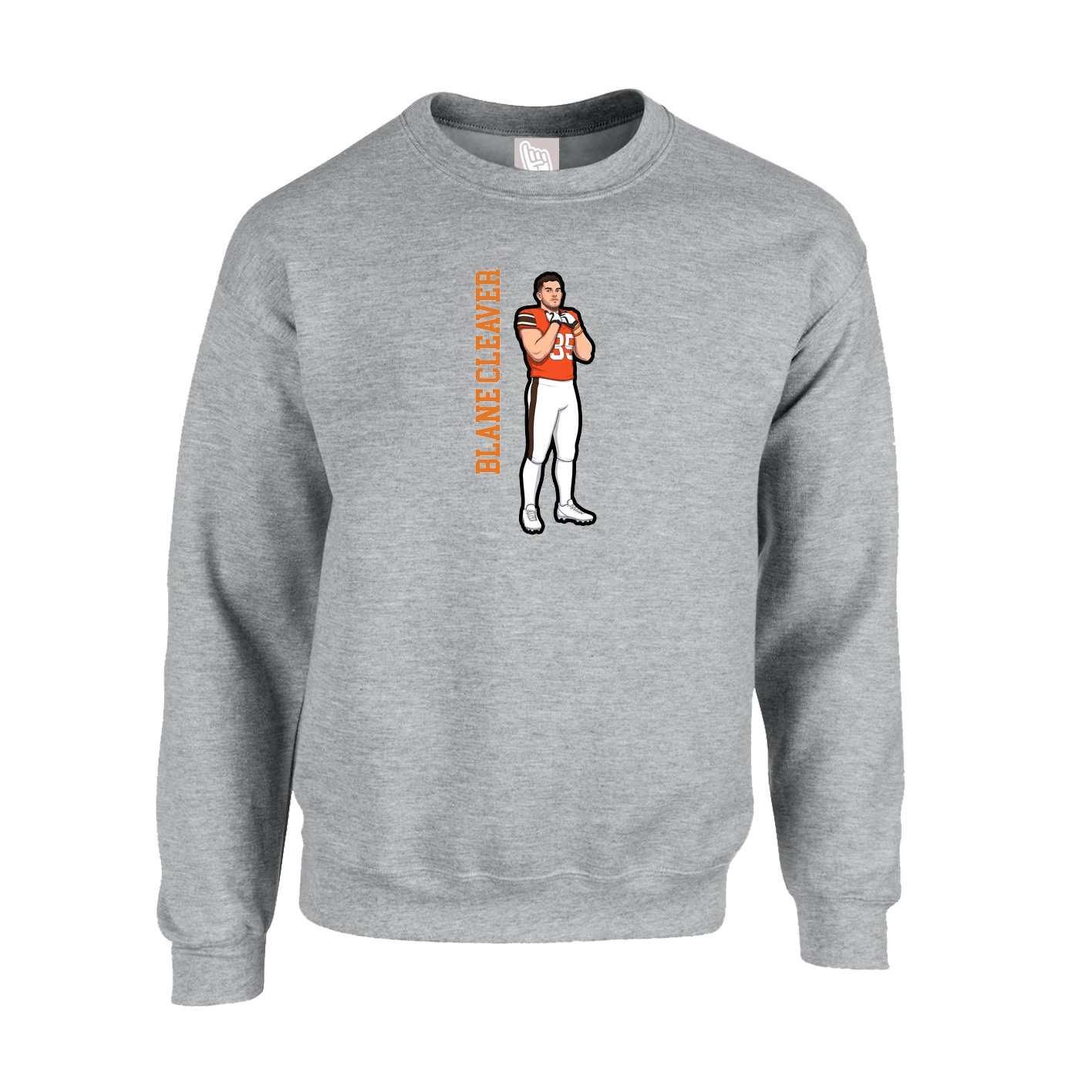 Fleece Crew — Name Vertical in Grey