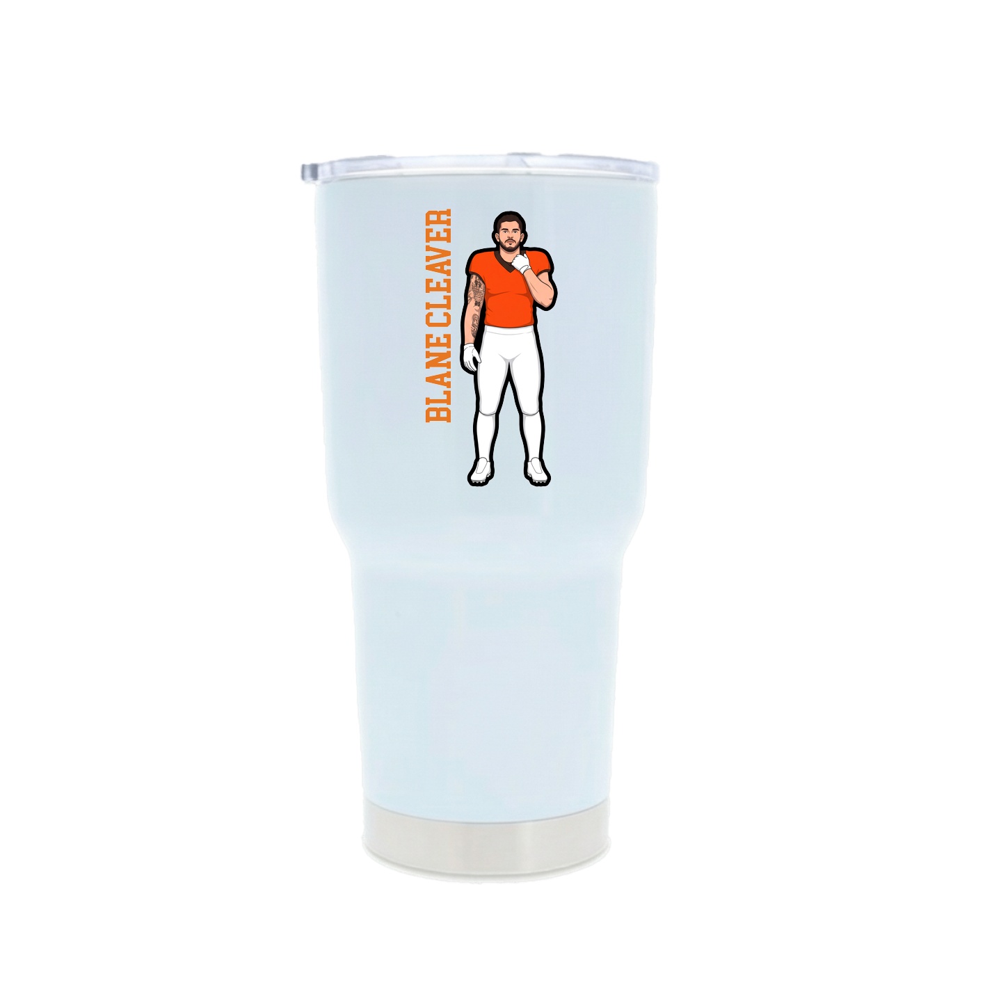 30oz Stainless Steel Tumbler — Name Vertical in White
