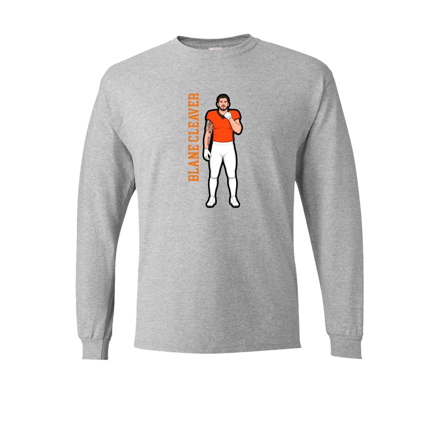Long Sleeve Tee — Name Vertical in Grey