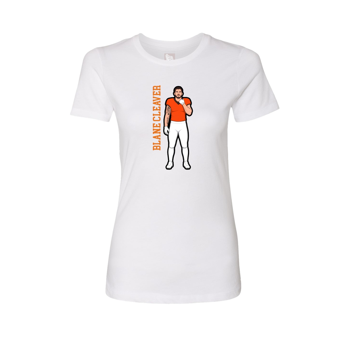 Womens Tee — Name Vertical in White