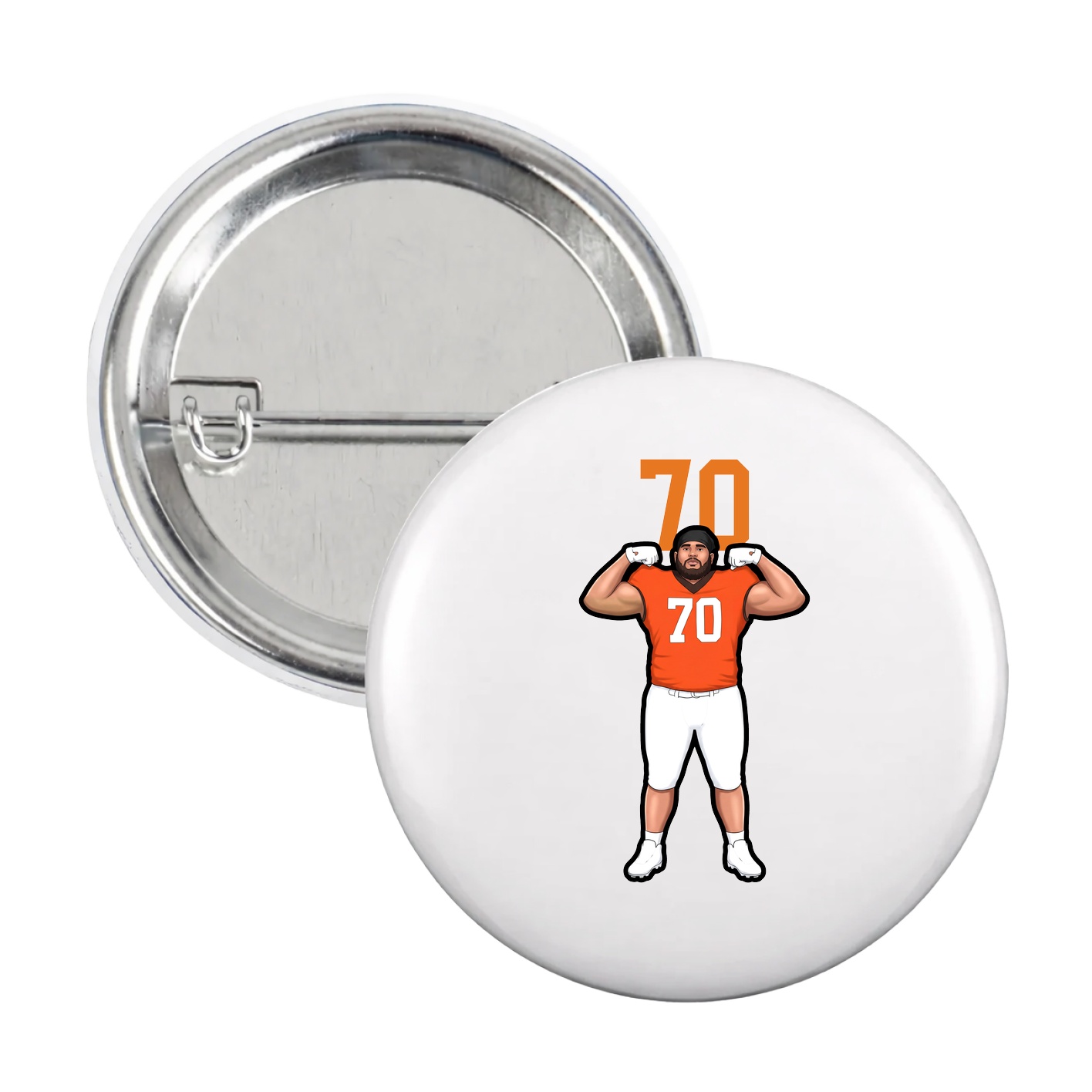 Game Day Button — Number Top in White