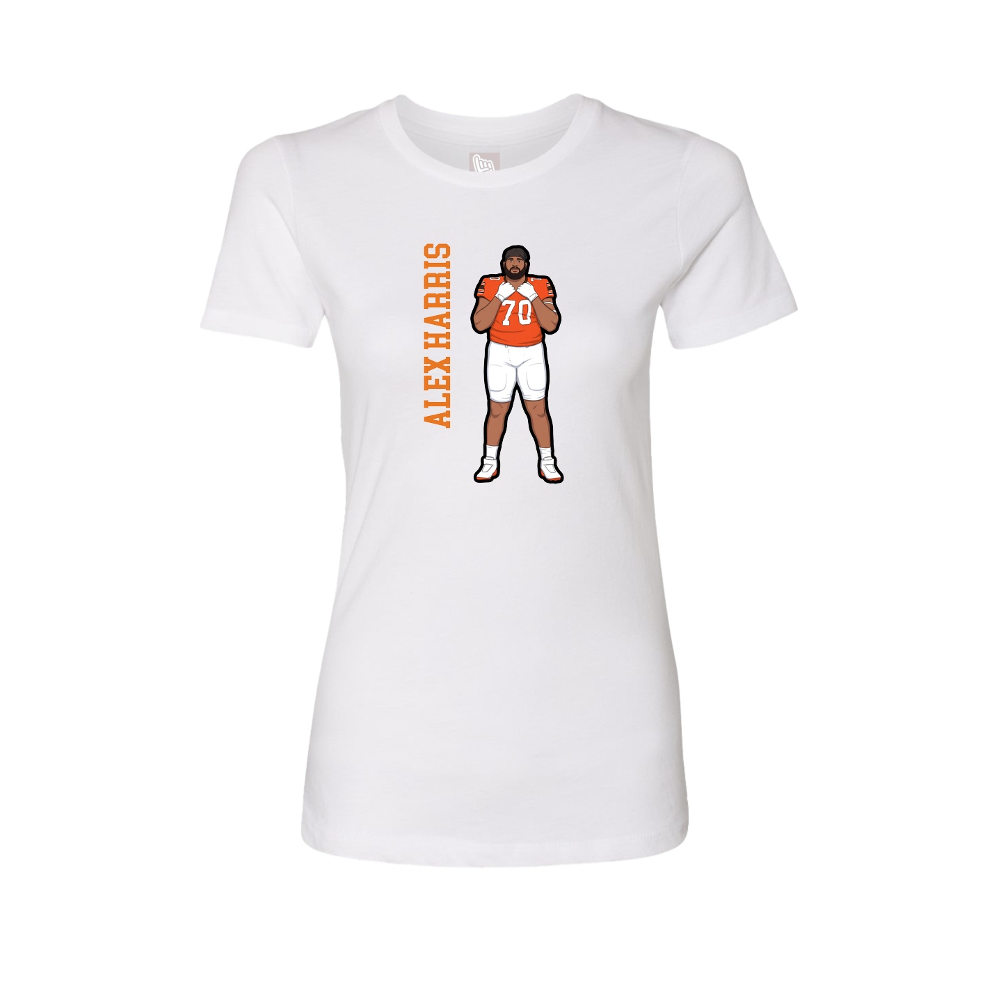 Fitted Women's Tee — Name Vertical in White