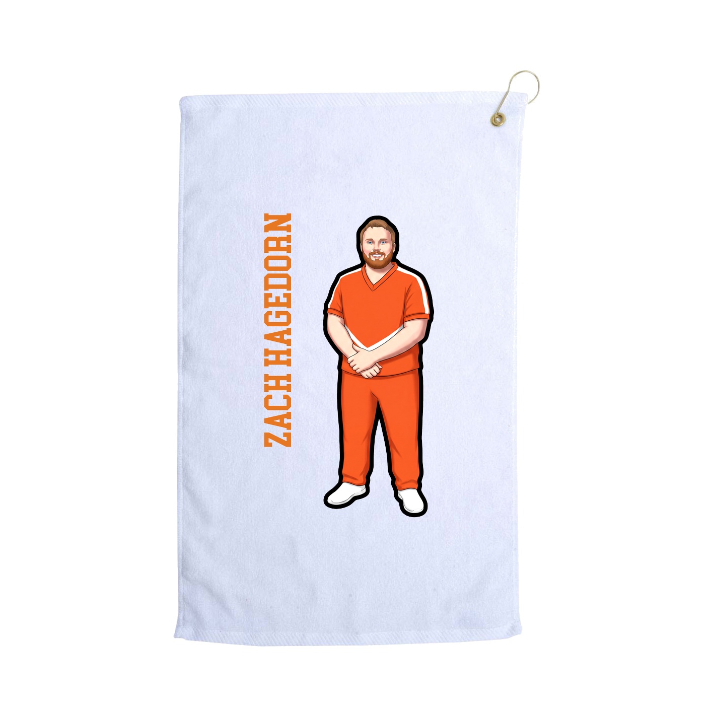 Golf Towel — Name Vertical in White