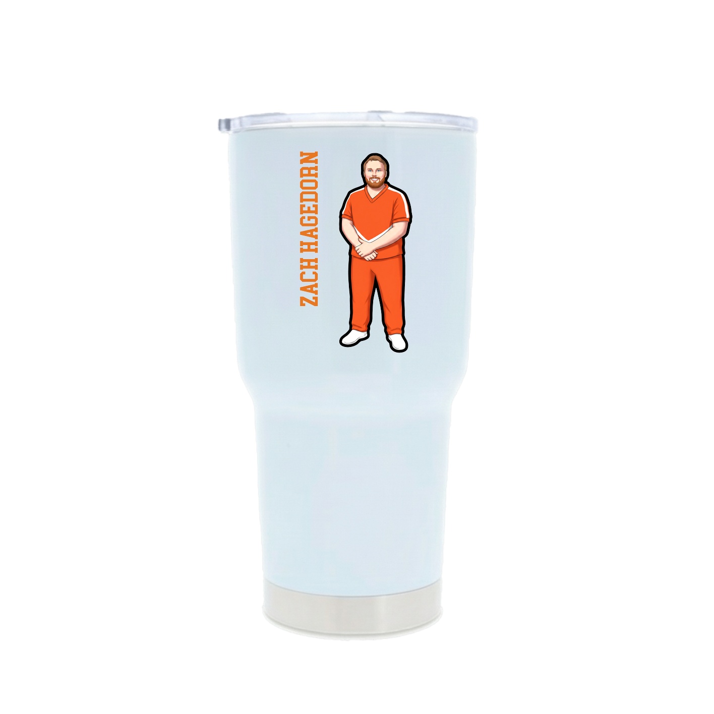 30oz Stainless Steel Tumbler — Name Vertical in White