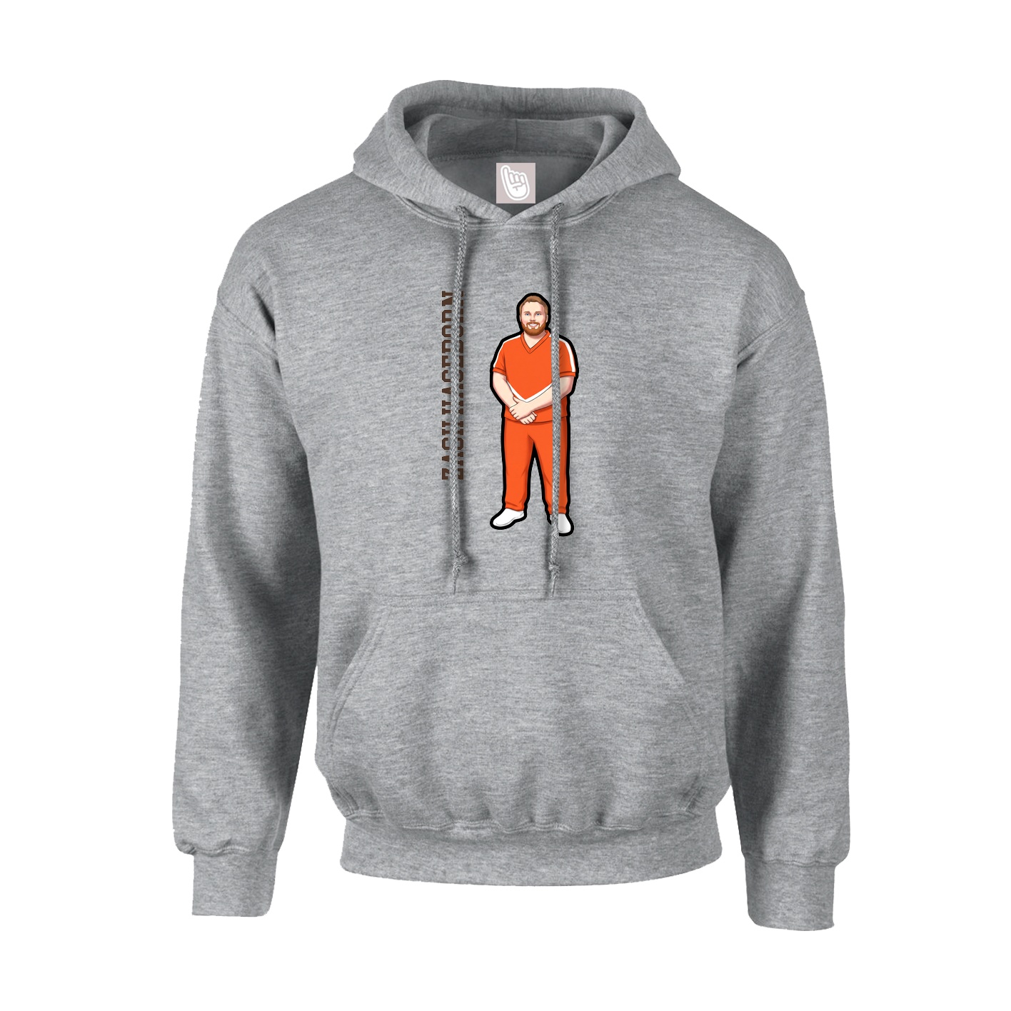 Hoodie — Name Vertical in Grey