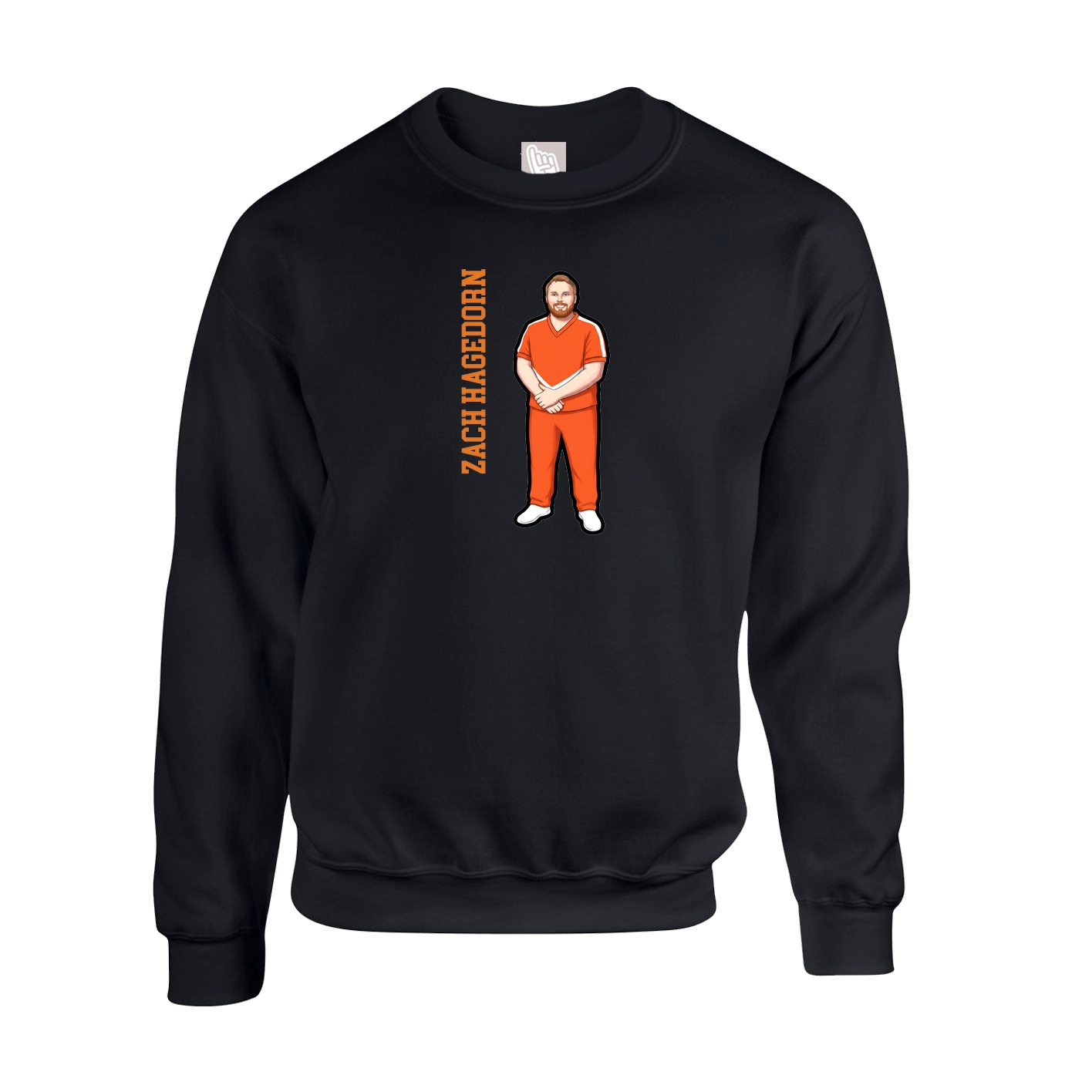 Fleece Crew — Name Vertical in Black