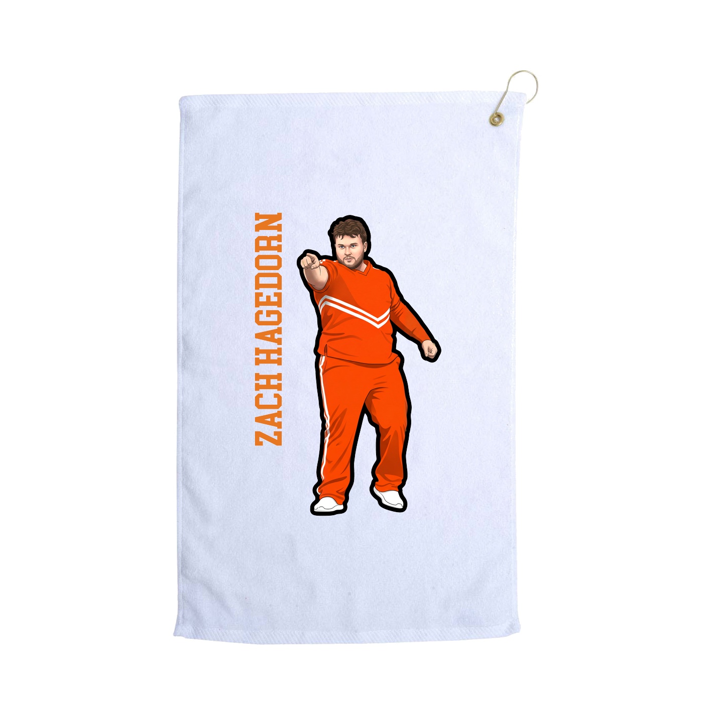 Golf Towel — Name Vertical in White