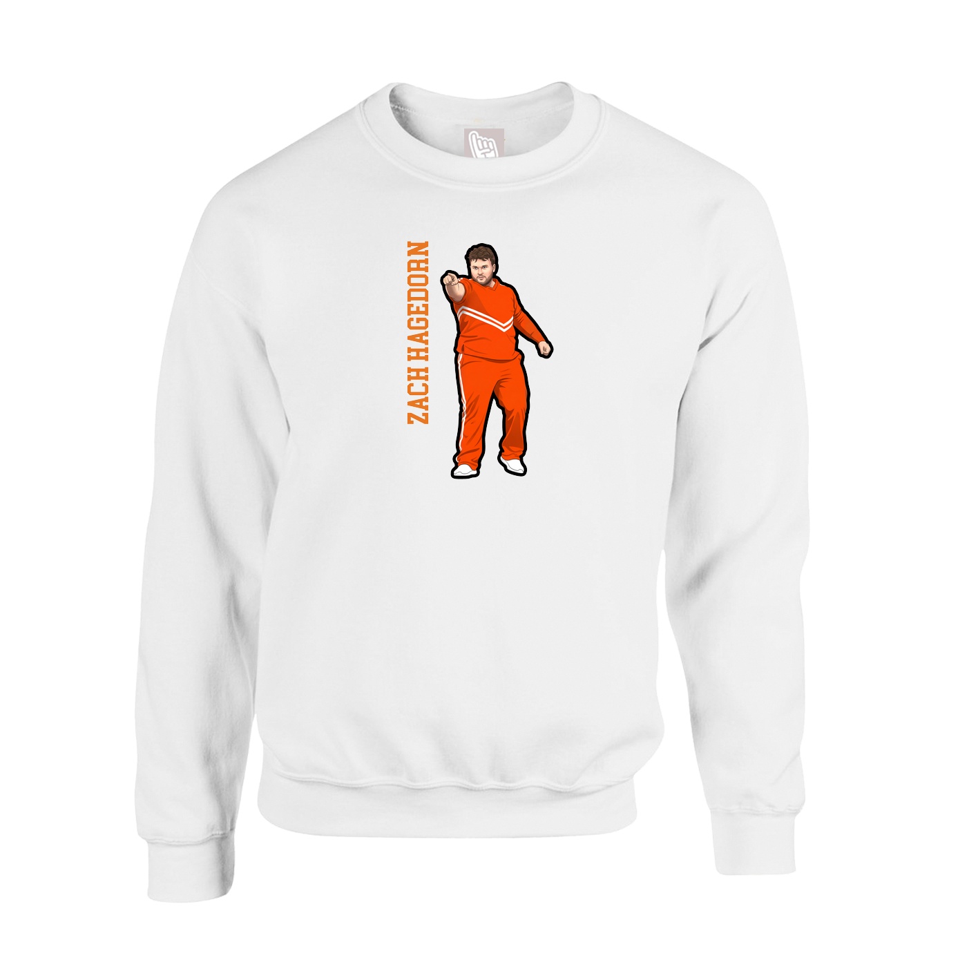 Fleece Crew — Name Vertical in White