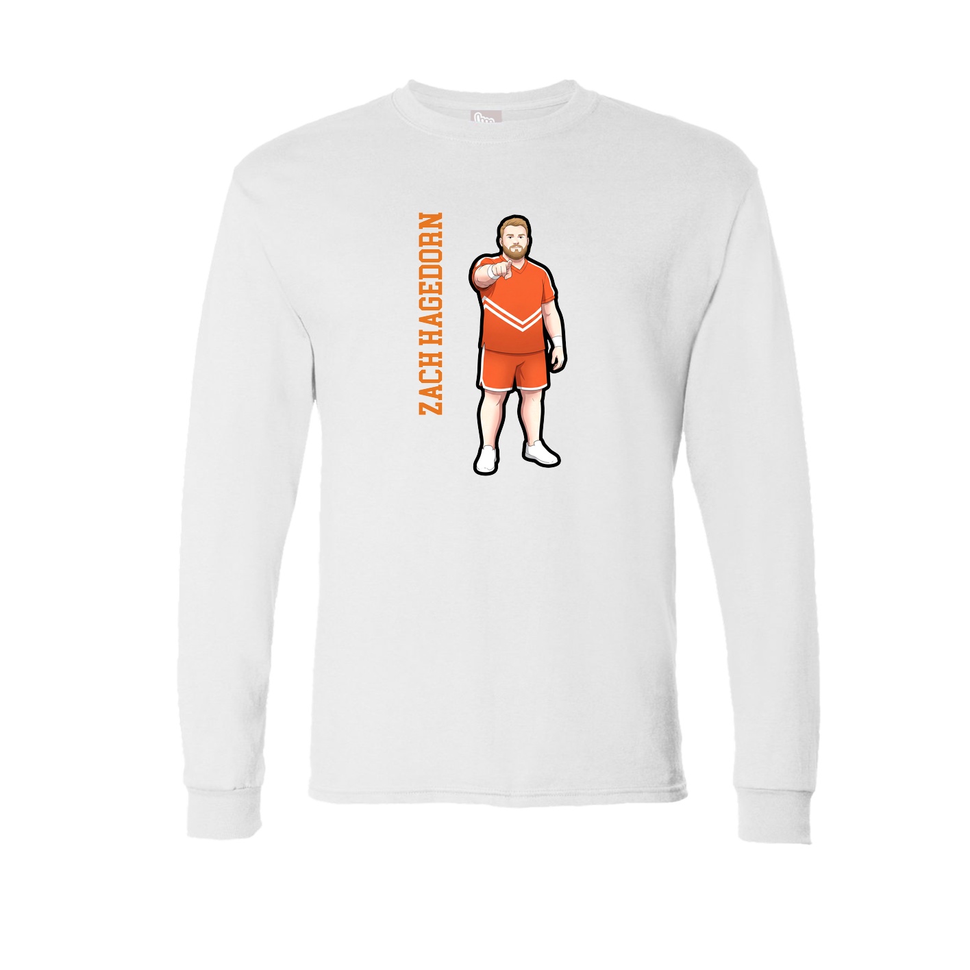 Long Sleeve Tee — Name Vertical in White