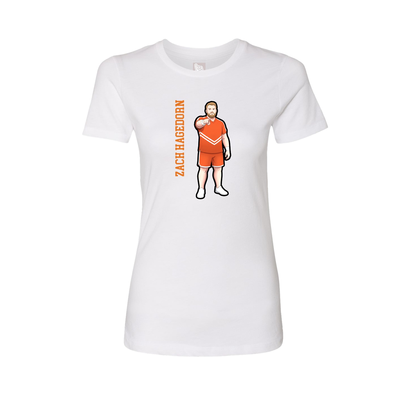 Womens Tee — Name Vertical in White