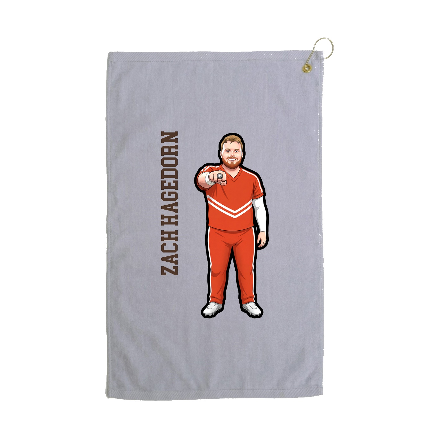 Golf Towel — Name Vertical in Grey