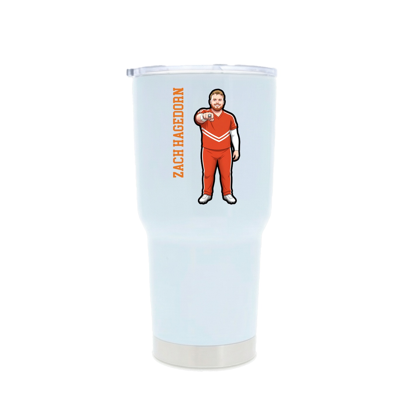 30oz Stainless Steel Tumbler — Name Vertical in White