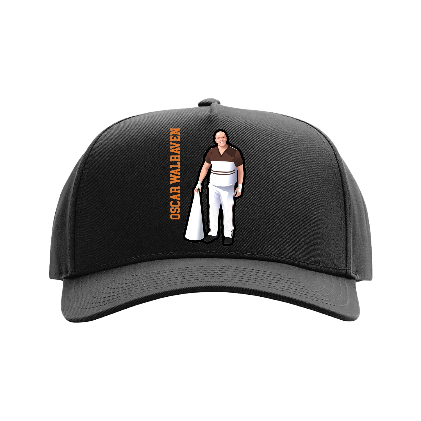 Full Fabric Five-Panel Champ Cap — Name Vertical in Black