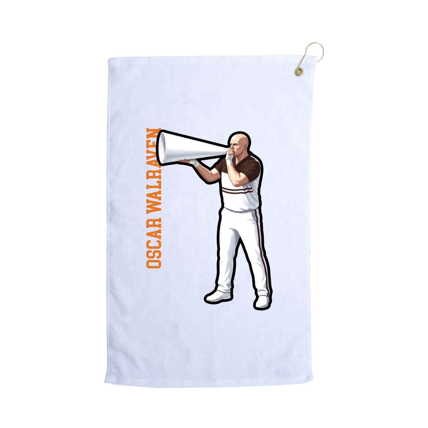 Golf Towel — Name Vertical in White