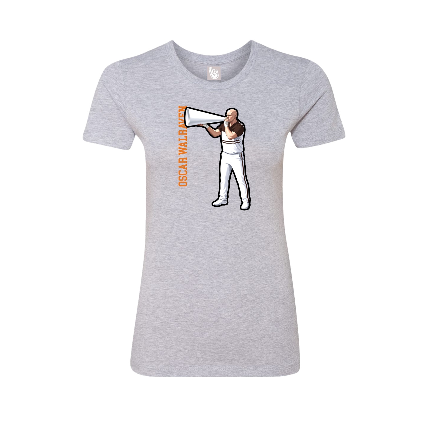 Fitted Women's Tee — Name Vertical in Grey