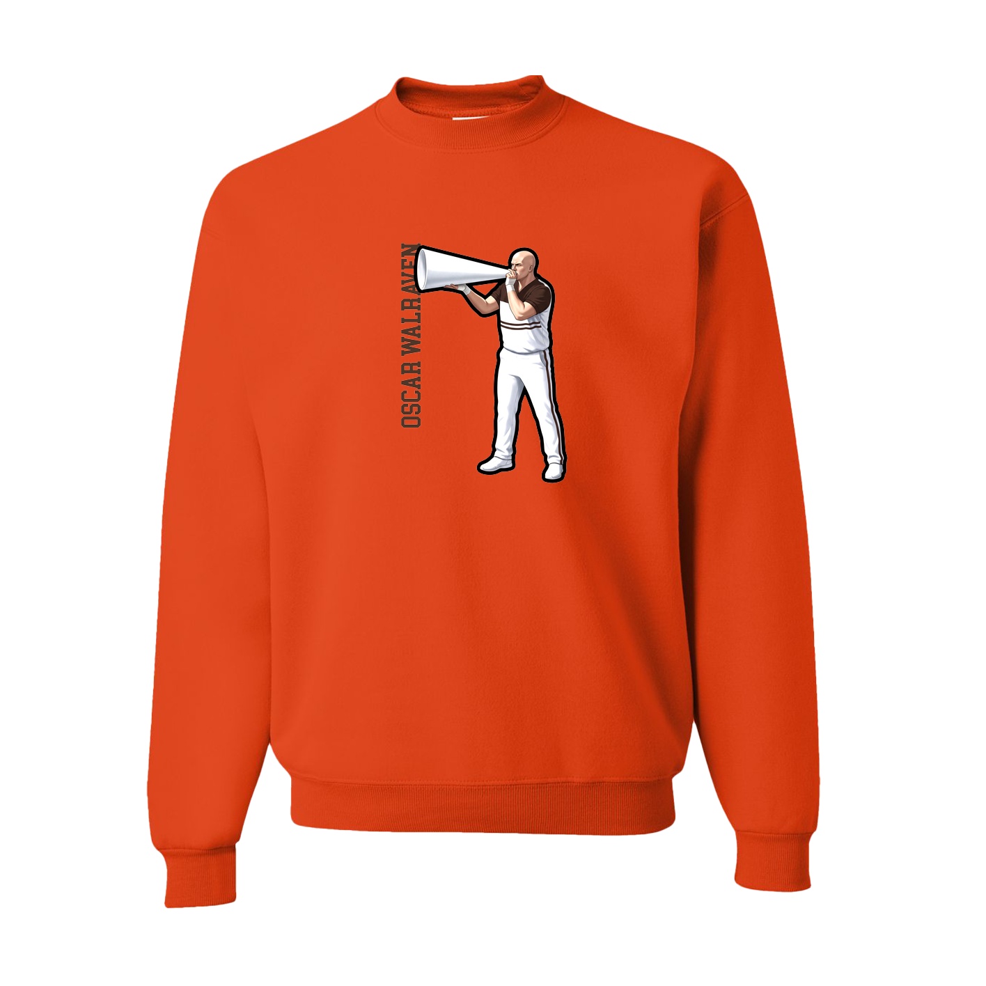 Fleece Crew — Name Vertical in Orange