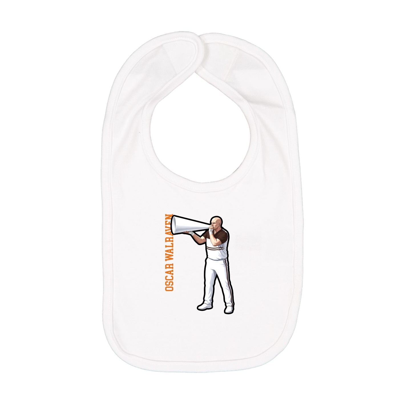 Infant Bib — Name Vertical in White