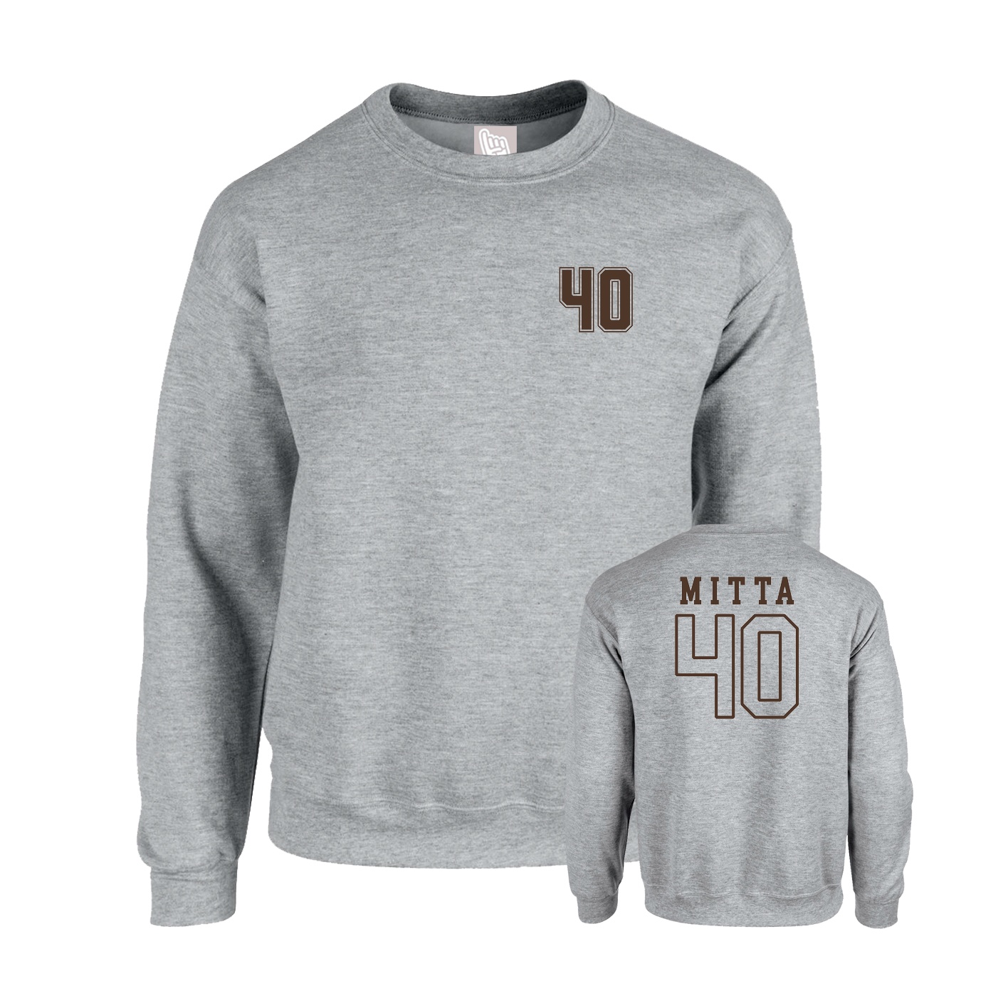 Fleece Crew — Chest Back in Grey