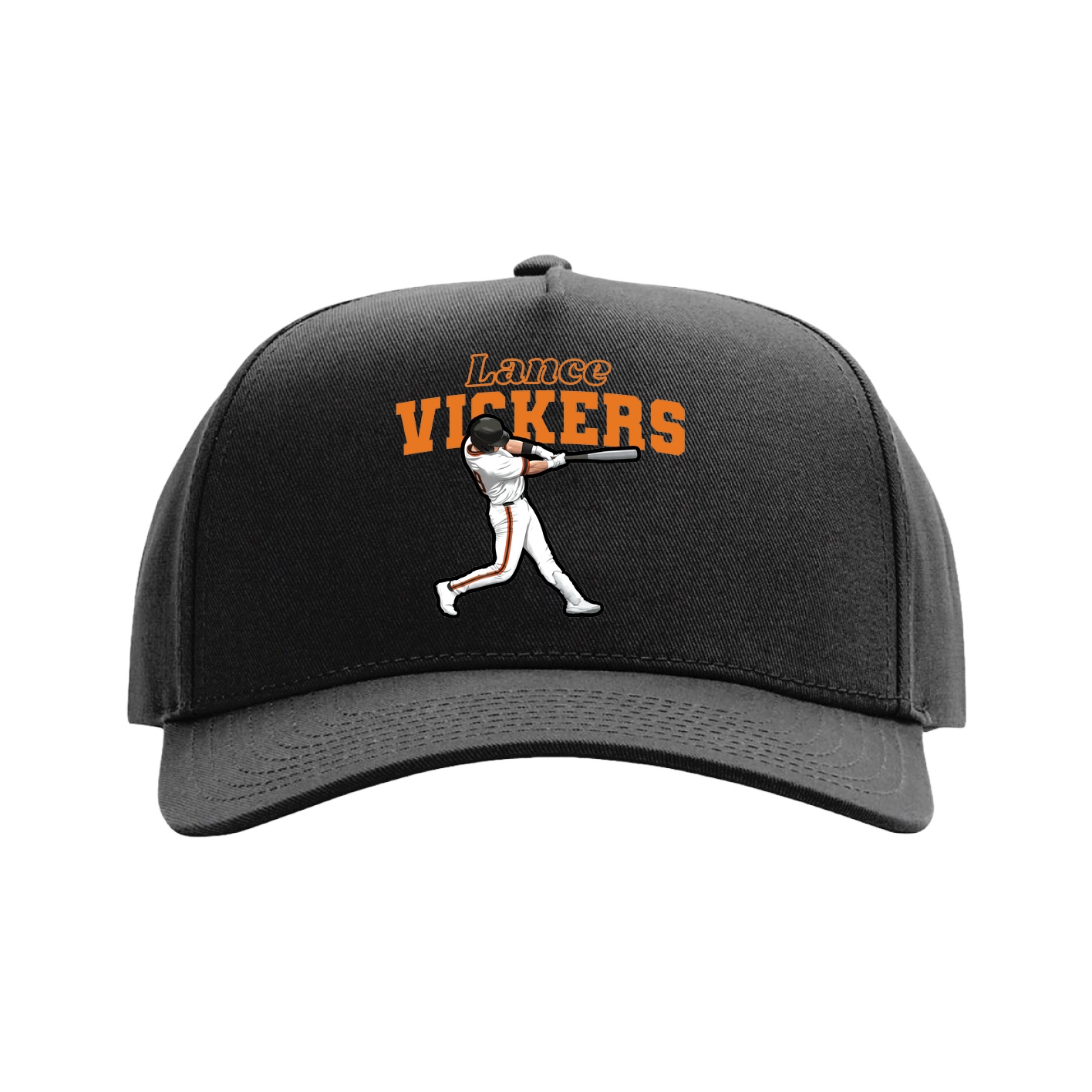 Full Fabric Five-Panel Champ Cap — Name Arch in Black