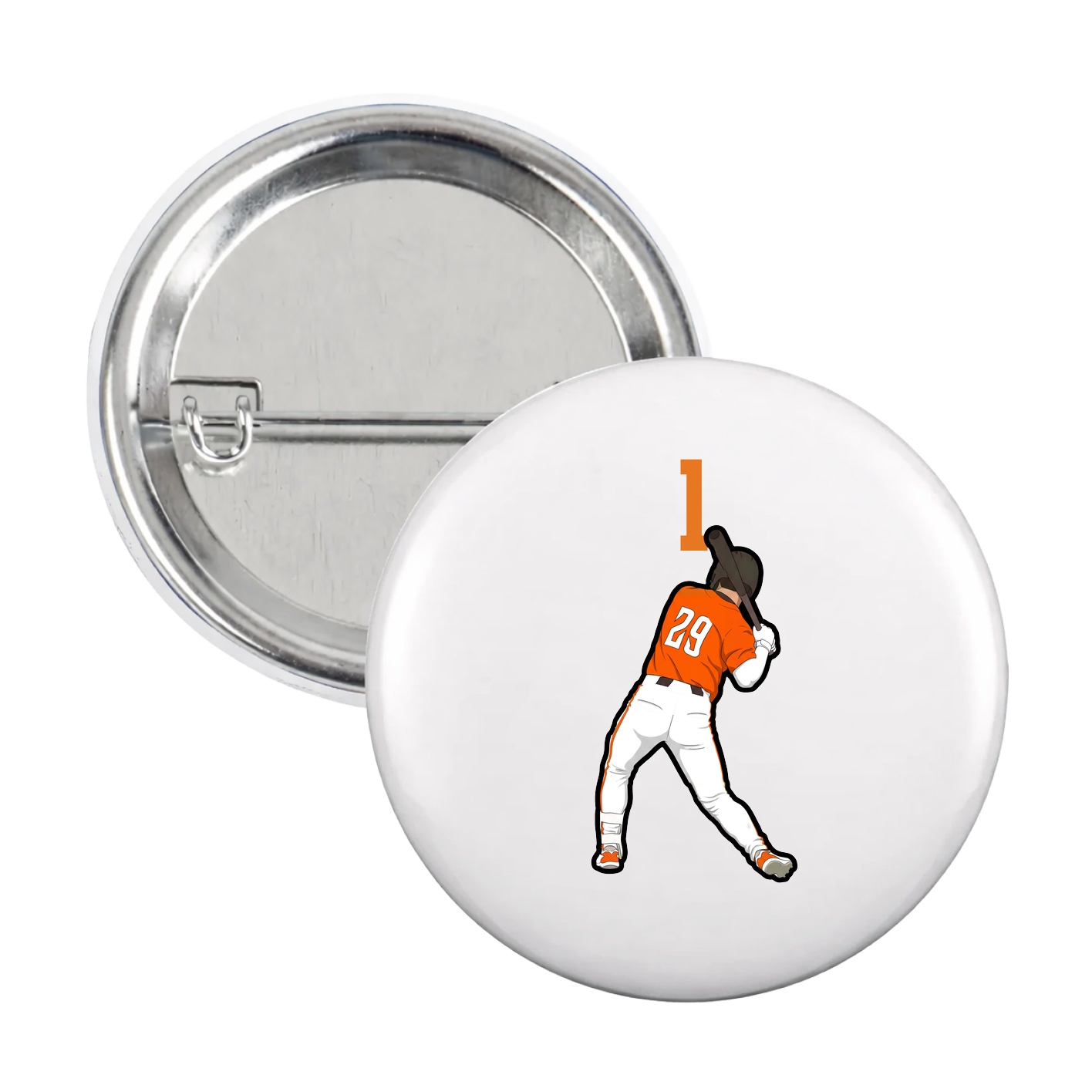 Game Day Button — Number Top in White