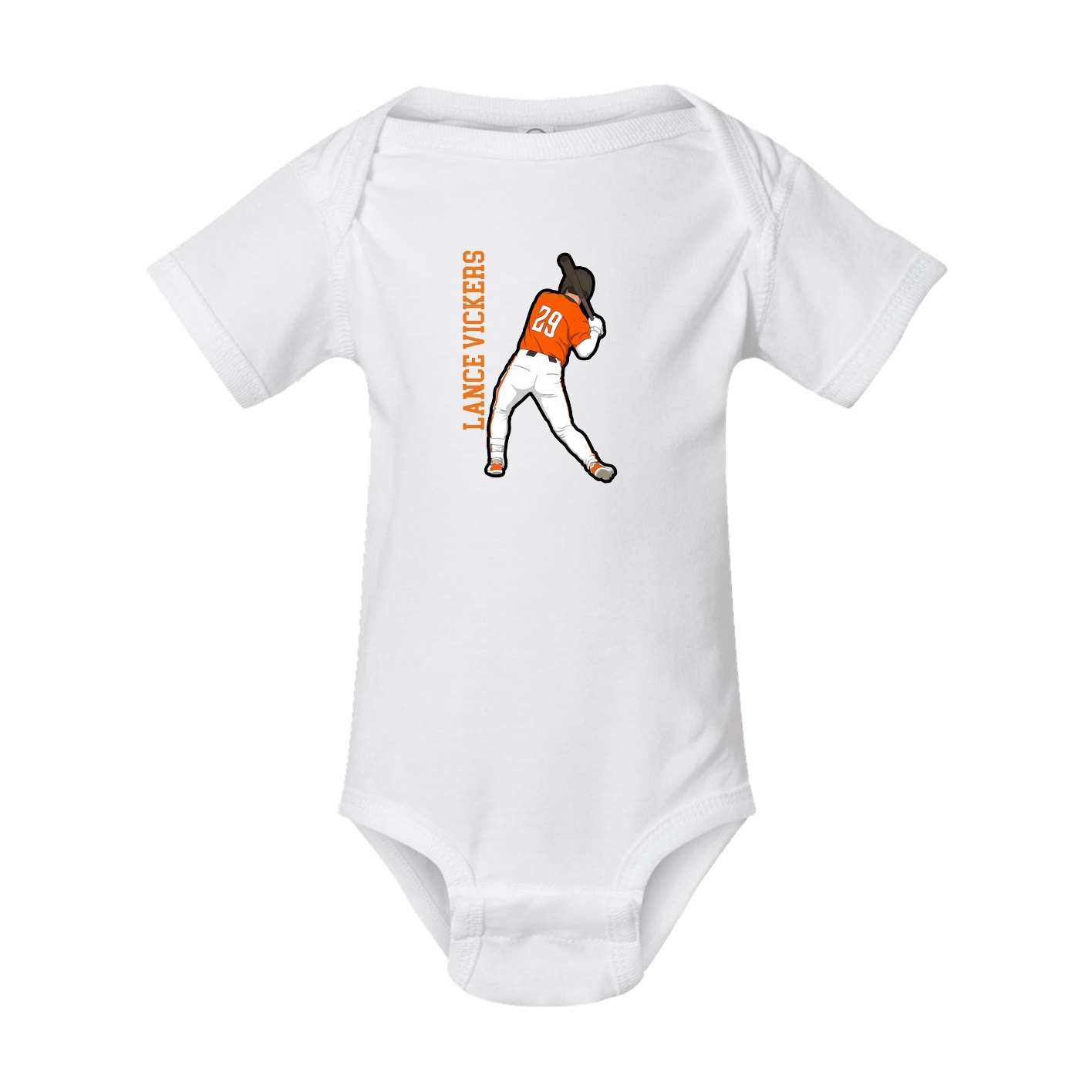 Baby Onesie — Name Vertical in White