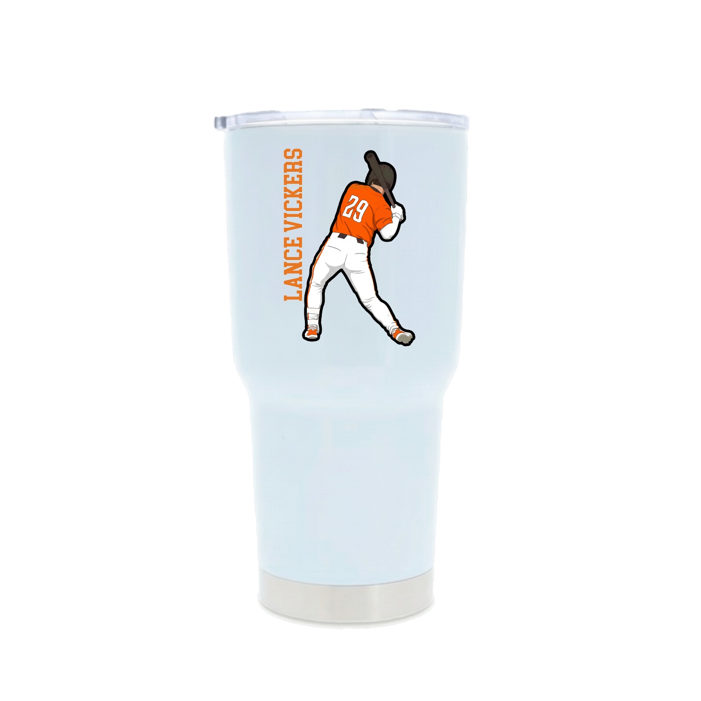 30oz Stainless Steel Tumbler — Name Vertical in White