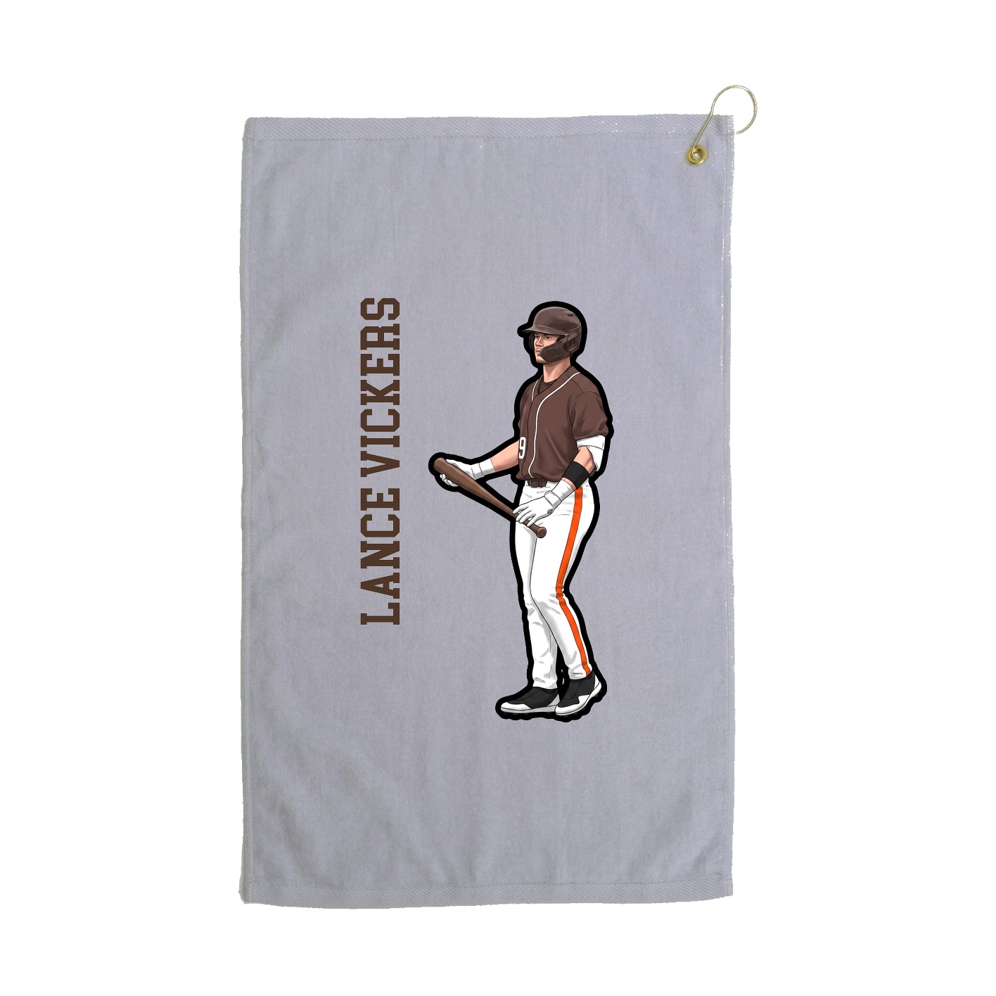 Golf Towel — Name Vertical in Grey