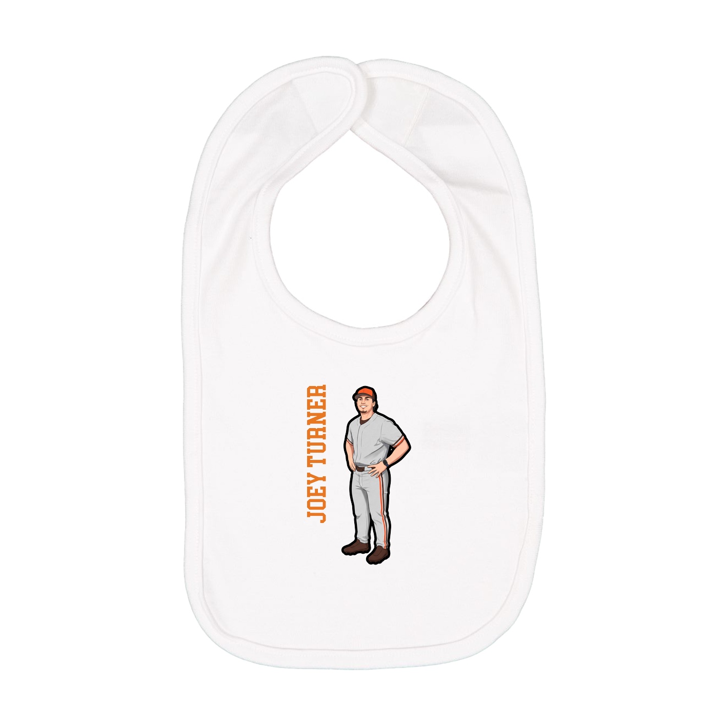 Infant Bib — Name Vertical in White