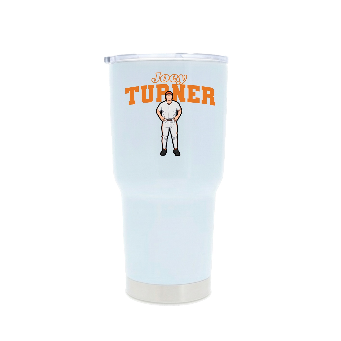 30oz Stainless Steel Tumbler — Name Arch in White