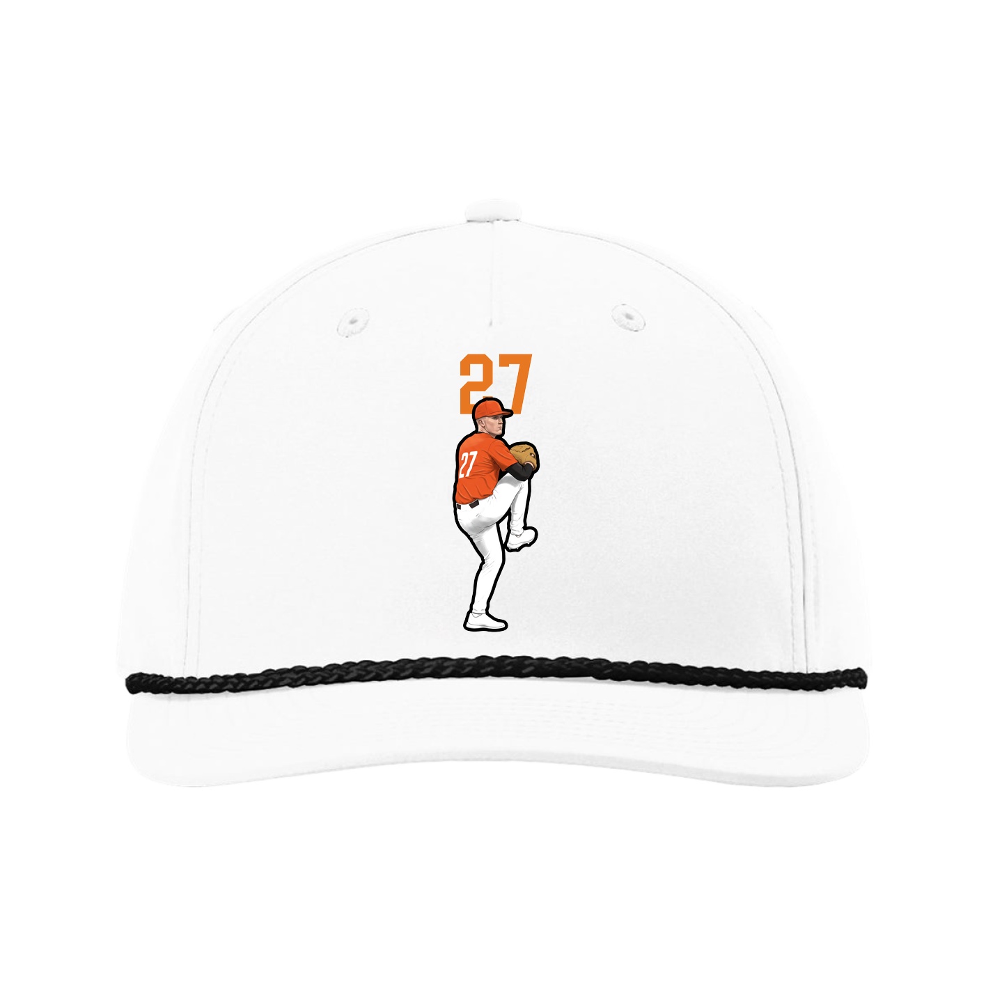 Five-Panel Classic Rope Cap — Number Top in White