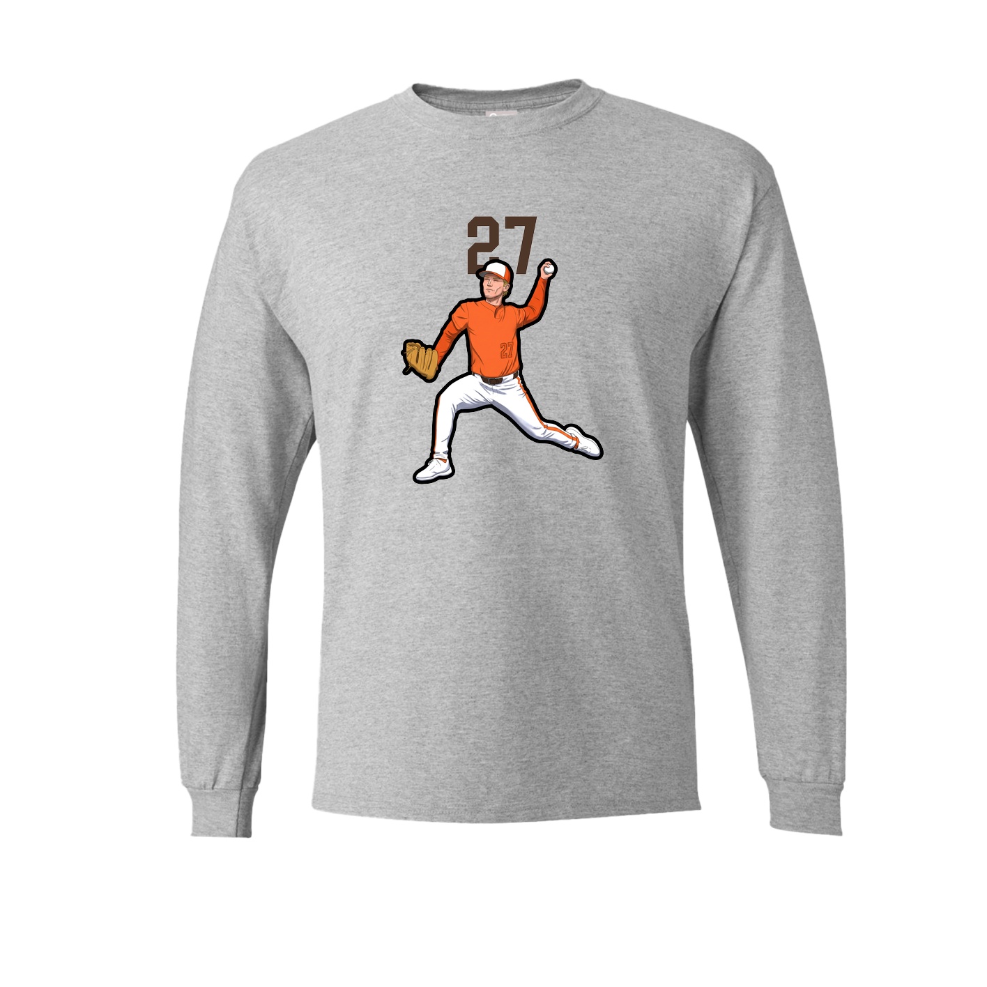 Long Sleeve Tee — Number Top in Grey