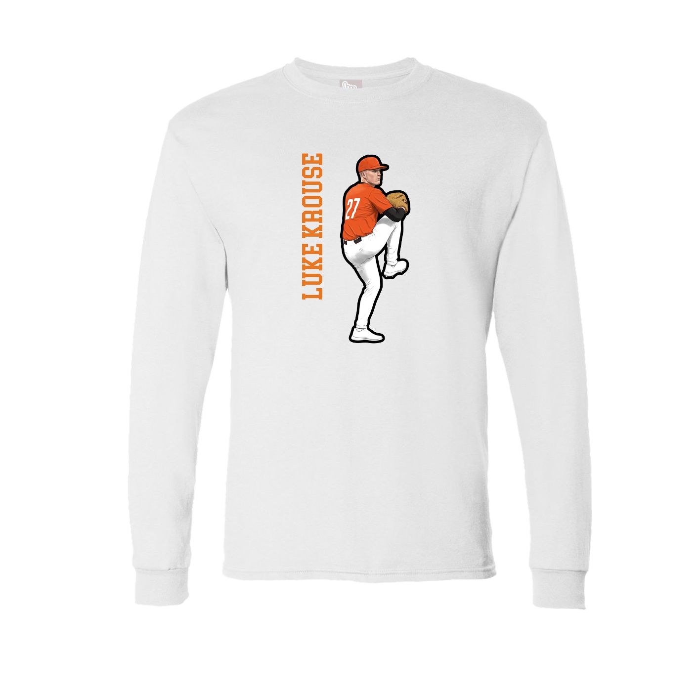 Long Sleeve Tee — Name Vertical in White