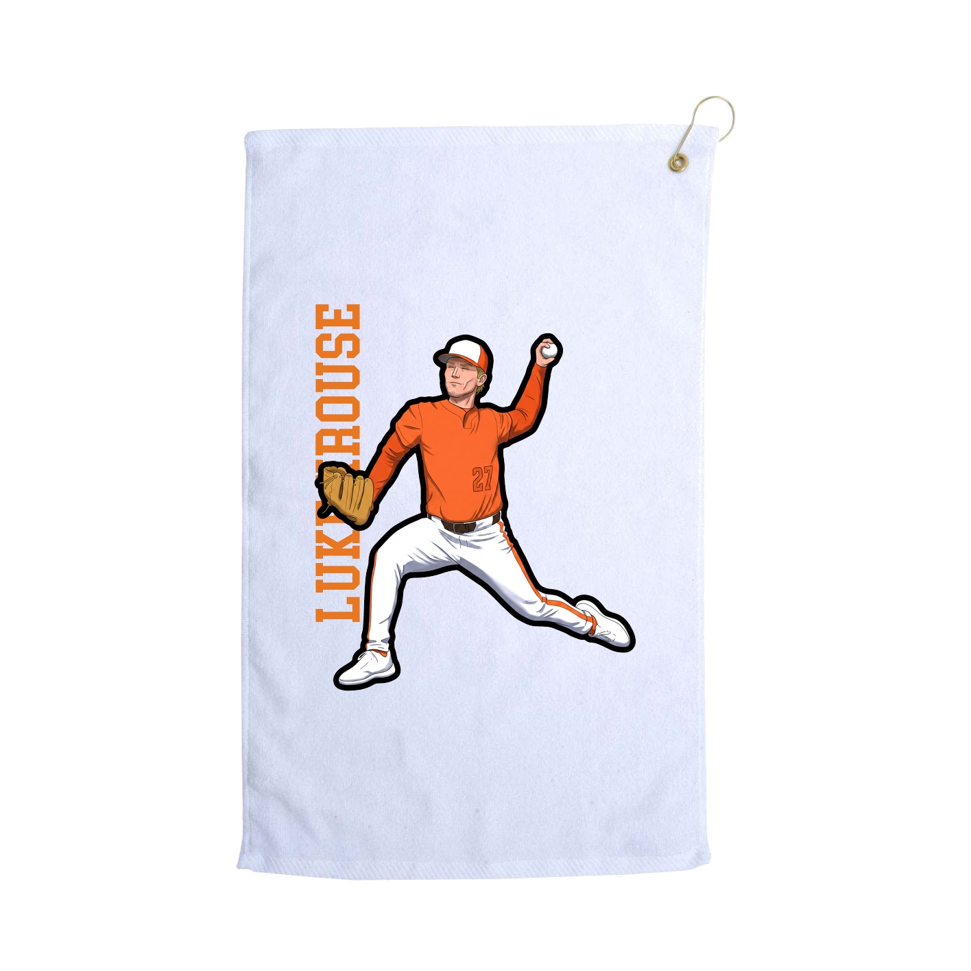 Golf Towel — Name Vertical in White