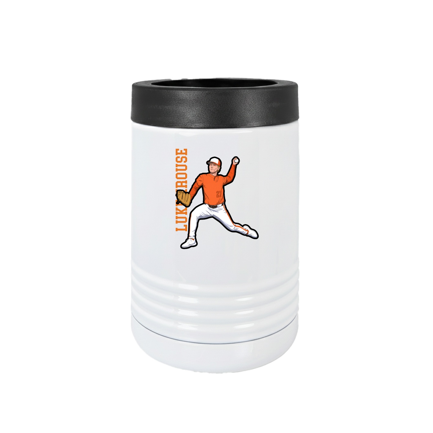 Beverage Holder — Name Vertical in White