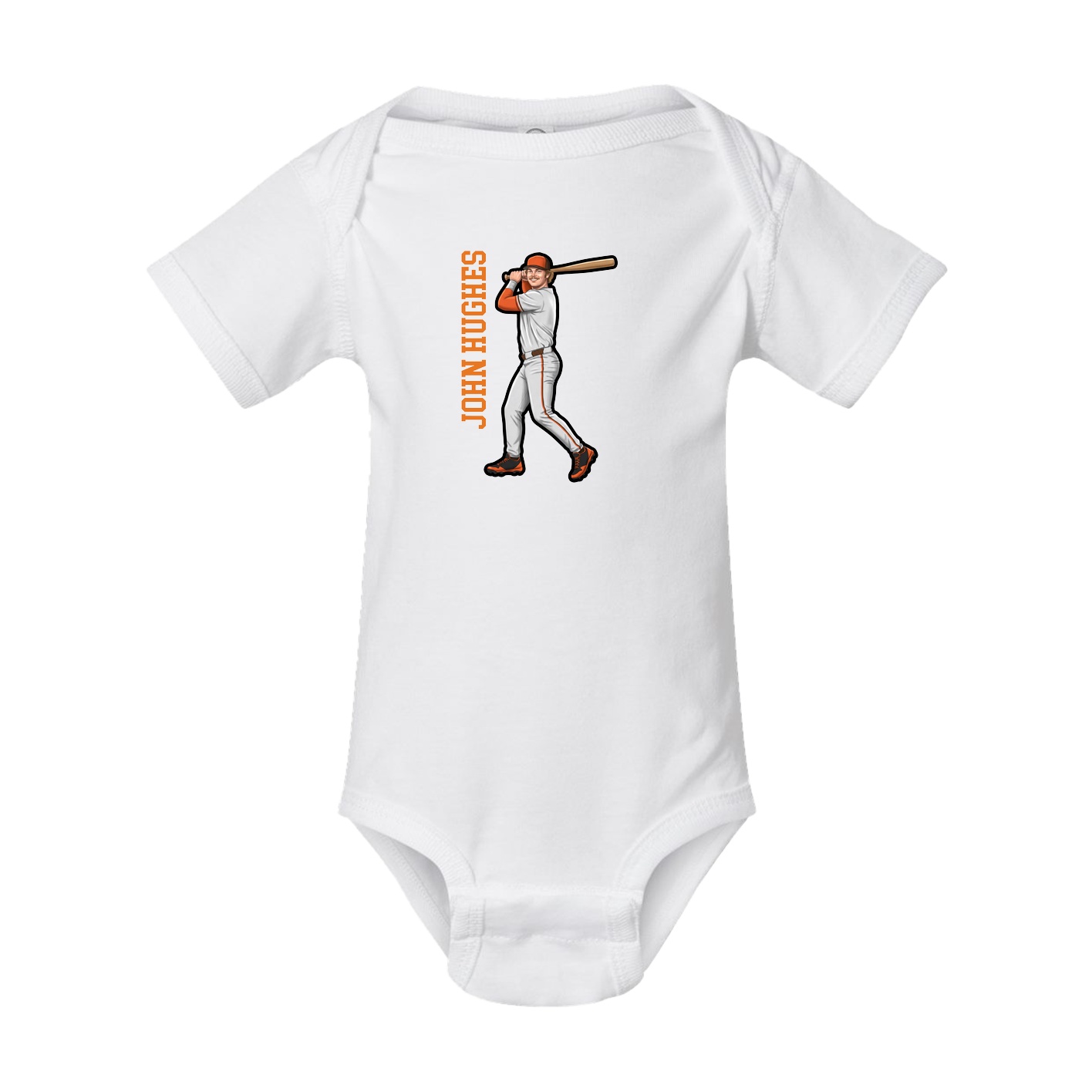 Baby Onesie — Name Vertical in White