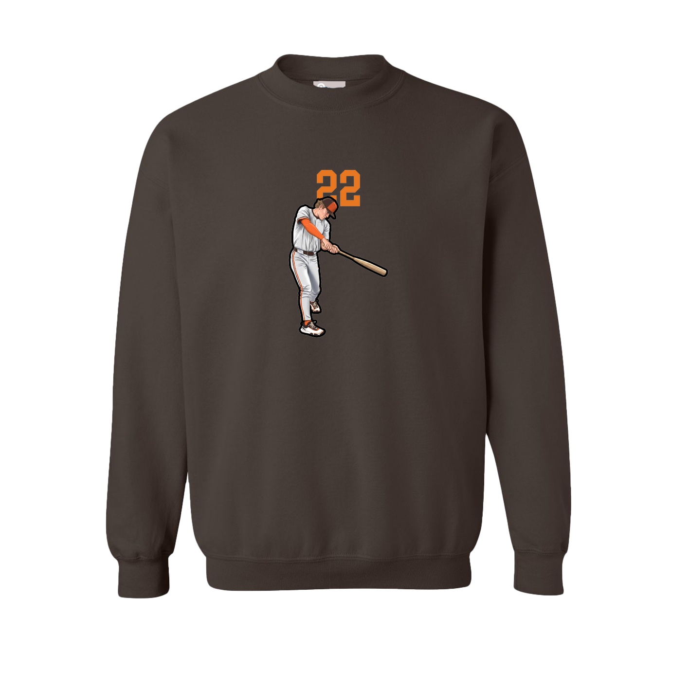 Fleece Crew — Number Top in Brown