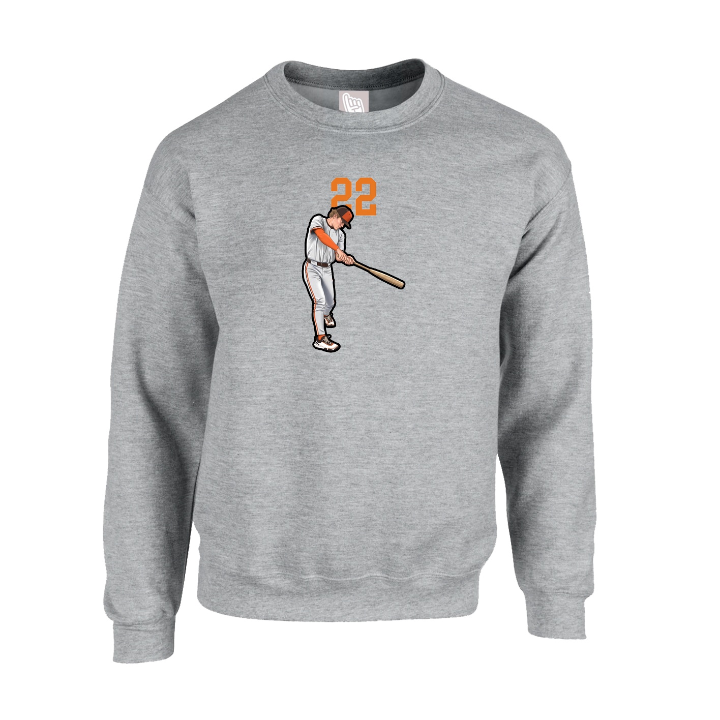 Fleece Crew — Number Top in Grey