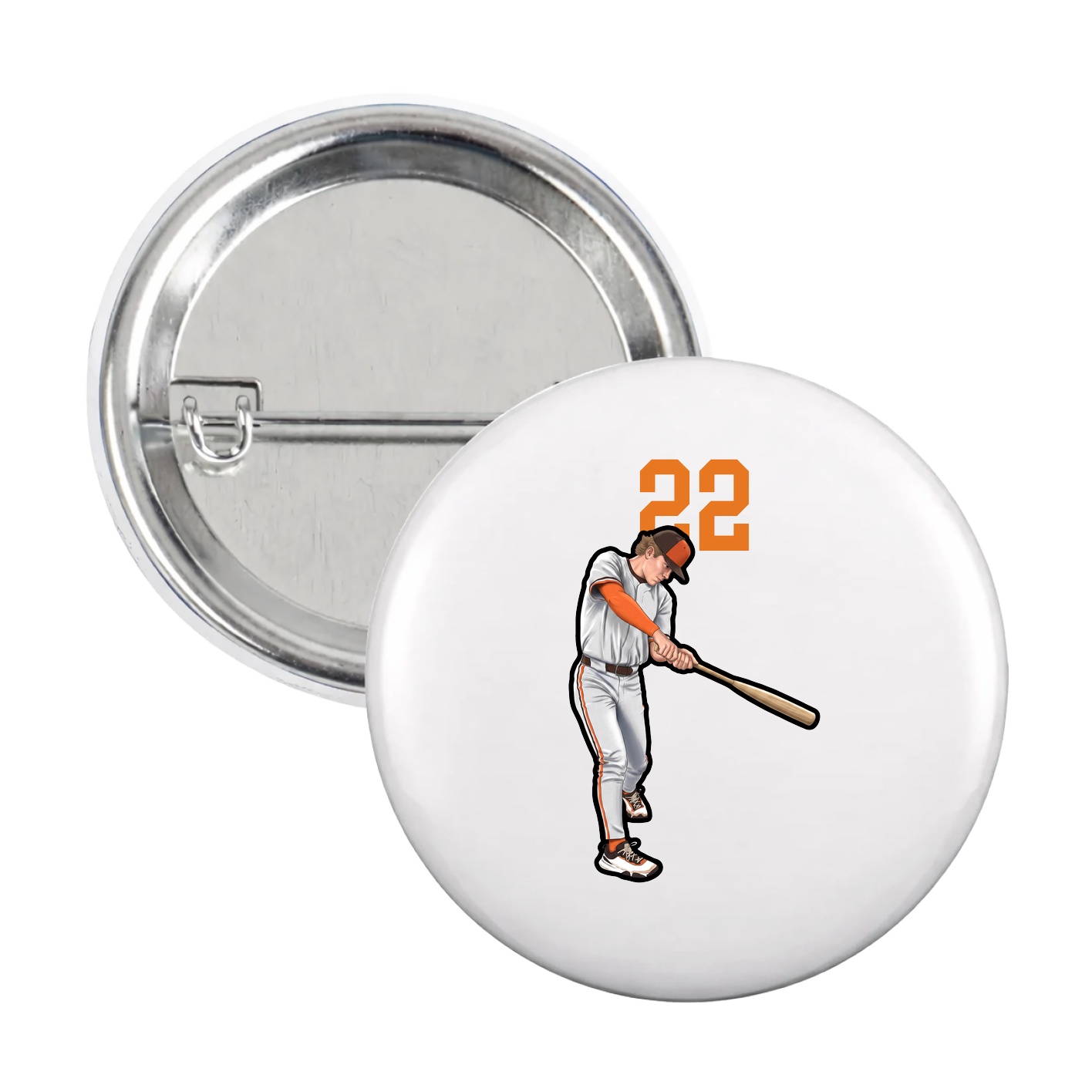 Game Day Button — Number Top in White